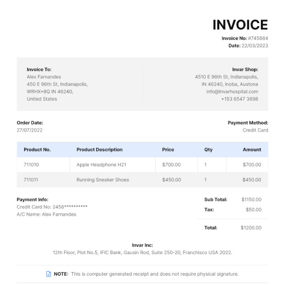 Product Purchase Invoice